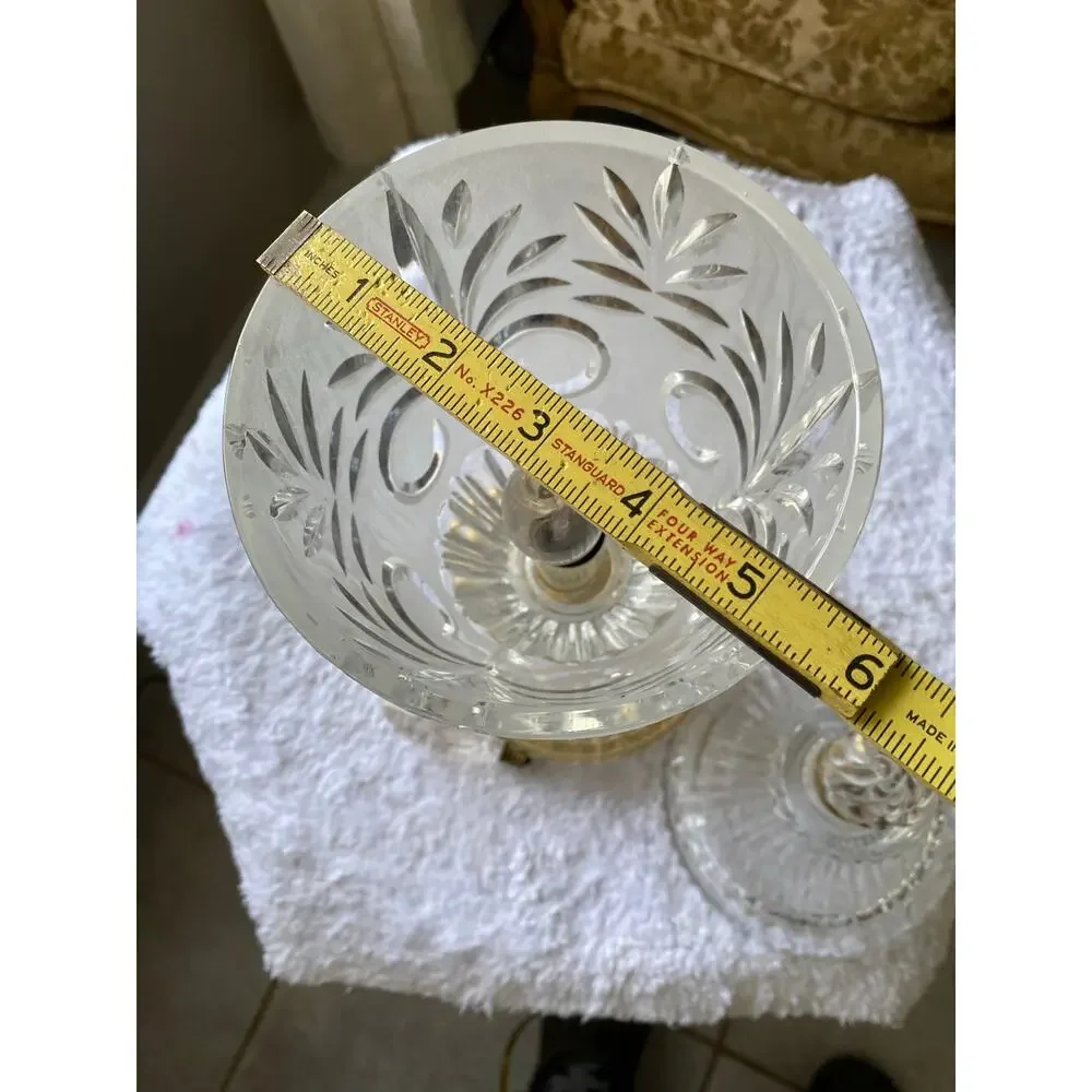 vintage Zajecar crystal table lamp features intricately cut lead glass
